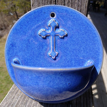 Load image into Gallery viewer, Indigo Holy Water Font with Cross