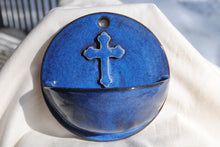 Load image into Gallery viewer, Indigo Holy Water Font with Cross