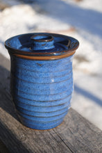 Load image into Gallery viewer, Indigo Ribbed Jar with Lid